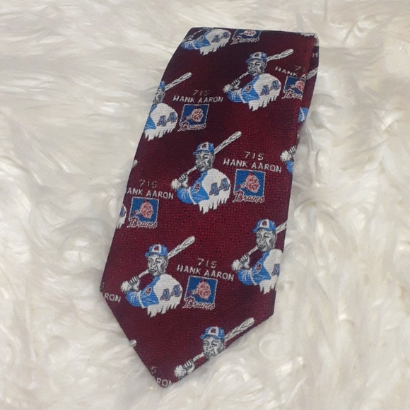 Rare Vtg Maroon Hank Aaron Limited Edition Commemorative Neck Tie #582